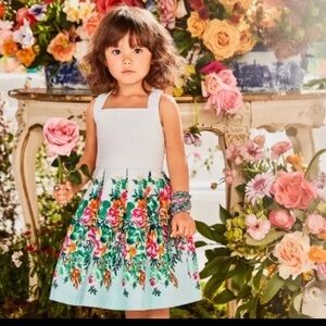 Janie and Jack Palm Paradise Embroidered Floral Border Dress